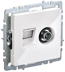 BRITE Розетка двойная TV+RJ45 кат.5E РТВ/РК12-БрБ белый IEK BR-AK20-1-K01