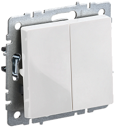 BRITE Выключатель 2-клавишный проходной 10А ВС10-2-6-БрБ белый IEK BR-V22-0-10-K01