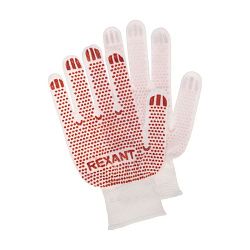 Перчатки х/б белые нейлоновые («Точка» ПВХ) REXANT 09-0202-2
