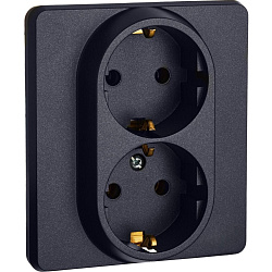 INSPIRIA Розетка 2-местная с заземлением без защитных шторок 16А в сборе антрацит 673753