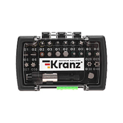 Набор бит с магнитным держателем, пластиковый кейс, 32 шт KRANZ KR-92-0464