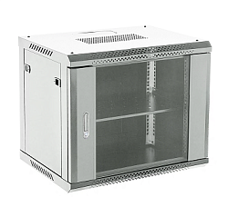 Настенный шкаф 19" 12U 600×600×635 (ШxГxВ), дверь стекло, металлическая задняя стенка, боковые съемные стенки, RAL 7035 REXANT 04-1266-111