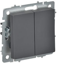 BRITE Выключатель 2-клавишный перекрестный 10А ВС10-2-3-БрГ графит IEK BR-V23-0-10-K53