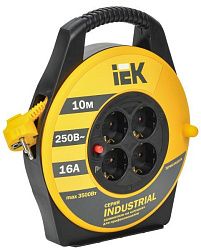 Катушка УК10 4 места с заземлением с термозащитой 3х1,5мм2 "Industrial" 10м IEK WKP15-16-04-10