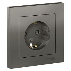 Розетка 1-м СП AtlasDesign 16А IP20 с заземл. защ. шторки в сборе сталь SE ATN000944 1240499