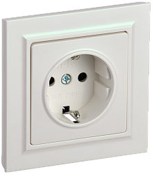 BRITE Розетка 1-местная с заземлением с защитными шторками 16А в сборе РСР14-1-0-БрЖ жемчуг IEK BR-R14-16-K36-F