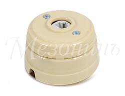 Розетка ретро фарфоровая компьютерная (в комплекте с подъемной рамкой, D70x45), цвет - слоновая кост GE70341-02