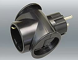 Сетевой разветвитель 1 гн. с/з, 2 гн, б/з 16 А, 3T1 черный, в индивидуальной упаковке 3T1 чёр. И.У.