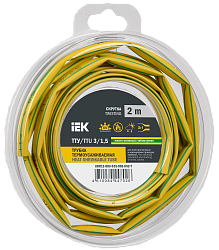 Трубка термоусадочная ТТУ нг-LS 3/1,5 желто-зеленая (2м/упак) IEK UDR12-003-D15-002-K52-T