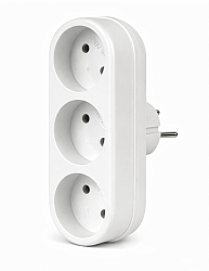 Разветвитель электрический 3 розетки без заземления, 6А, линейный, белый DEKRON DEK0907-0007