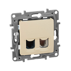 ETIKA Розетка двойная RJ11+RJ45 кат.5E UTP слоновая кость 672352