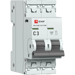 Авт. выкл. 2P 3А (C) 6кА ВА 47-63N EKF PROxima M636203C