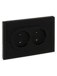 FORTE&PIANO Розетка 2-местная без заземления без защитных шторок безвинтовое крепление 10А FP126 черный IEK FP-R20-10-1-K02