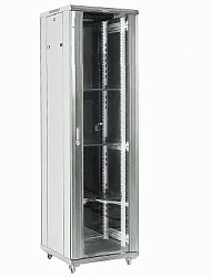 Напольный шкаф 19" 37U 600×600×1832 (ШxГxВ), дверь стекло, металлическая задняя дверь, боковые съемные стенки, RAL 7035 REXANT 04-3766-211