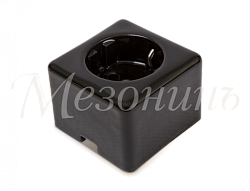 Розетка ретро фарфоровая, двухполюсная, с заземляющим контактом, коллекция "QUADRA" , цвет - черный, GE80301-05