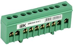 Шина PE "земля" в корпусном изоляторе на DIN-рейку ШНИ-6х9-10-К-З IEK YNN10-69-10KD-K06