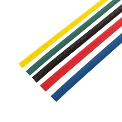 Набор термоусаживаемых трубок ТУТ нг 12,0/6,0мм, пять цветов, упаковка 50 шт. по 1м REXANT 29-0162