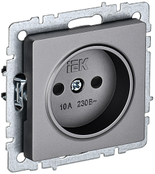 BRITE Розетка 1-местная без заземления с защитными шторками 10А РСш10-2-БрС сталь IEK BR-R13-10-K46