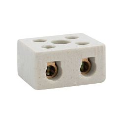Клемма керамическая винтовая КВ 16 мм² 2 пары контактов с крепежным отверстием (50 шт./уп.) REXANT 07-6224