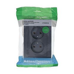 Розетка 2-м СП AtlasDesign 16А IP20 без заземл. в сборе грифель SE ATN000720 1240401