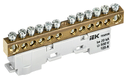 TEKFOR Шина N "ноль" неизолированная на универсальном держателе 8х12-14-С IEK TF-NN20-14-DL-K07