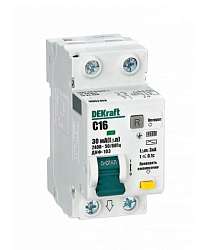 Выключатель автоматический дифференциального тока 2п (1P+N) C 16А 30мА тип AC 4.5кА ДИФ-103 DEKraft  1578603
