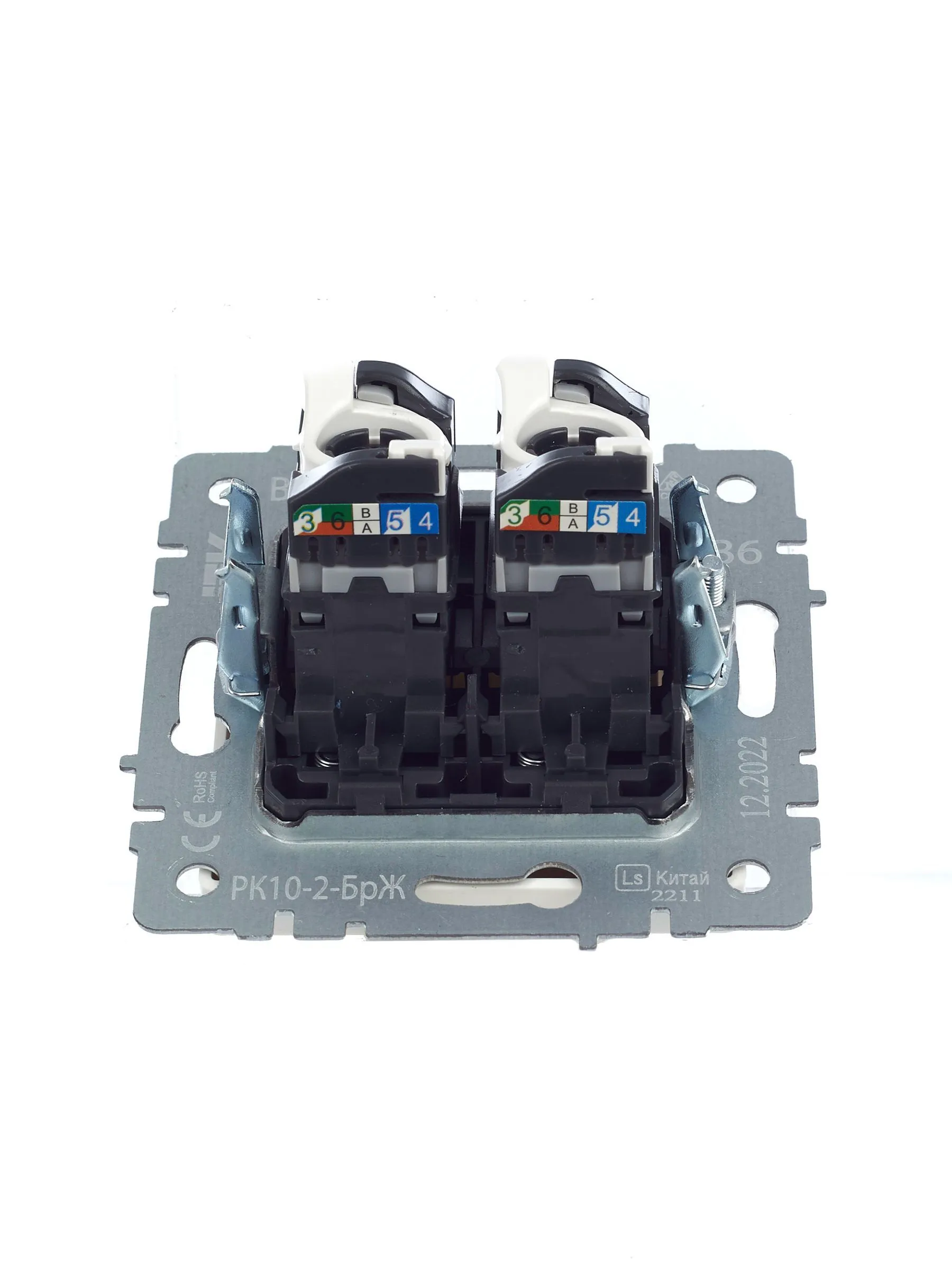 BRITE Розетка компьютерная двойная кат.5E RJ45 РК10-2-БрЖ жемчуг IEK - Фото 7
