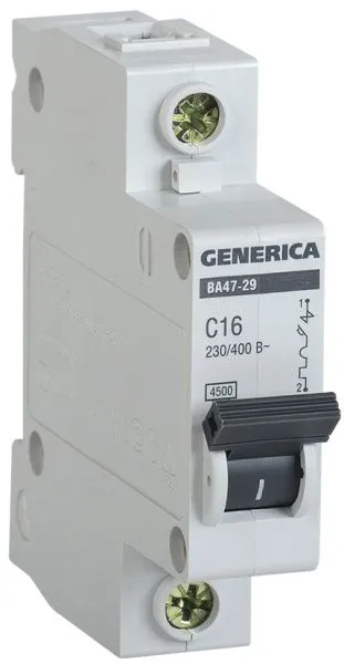 Автоматический выключатель ВА47-29 1Р 16А 4,5кА С GENERICA