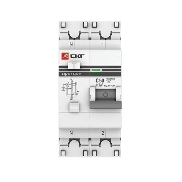АД-32 1P+N 50А (С) 30мА тип (АС) эл. 4,5кА EKF PROxima