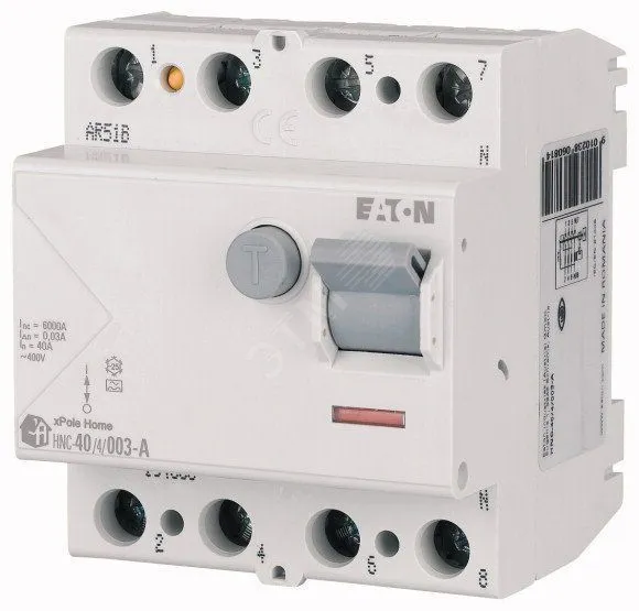 УЗО HNC-25/4/003, 4P, 25A, 6kA, 30mA, тип АC, 4M Eaton