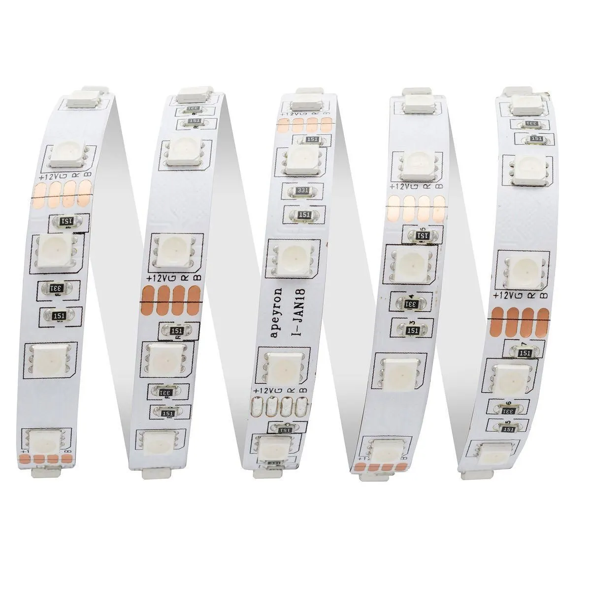 Комплект светодиодной ленты smd5050 60д/м 12В IP20 5м RGB Apeyron - Фото 30