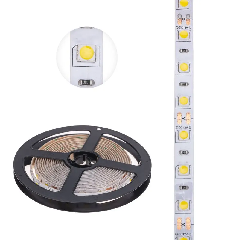 Лента светодиодная 12В, SMD5050, 14,4Вт/м, 60 LED/м, 4000К, 10мм, 3м, для БП с клеммами, IP65 LAMPER - Фото 3