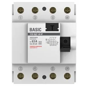 УЗО 4P 63А 30мА тип АС эл. Basic - Фото 5