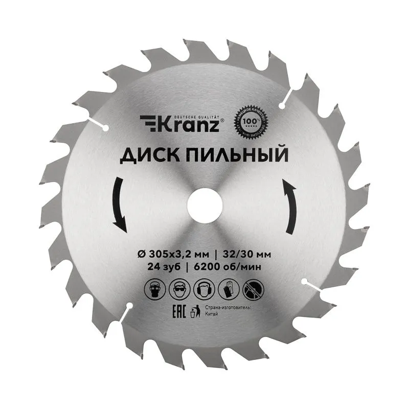 Диск пильный 305 мм х 24 зуб х 32/30 мм KRANZ