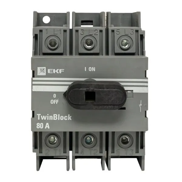 Рубильник 80A 3P c рукояткой управления для прямой установки TwinBlock EKF - Фото 3
