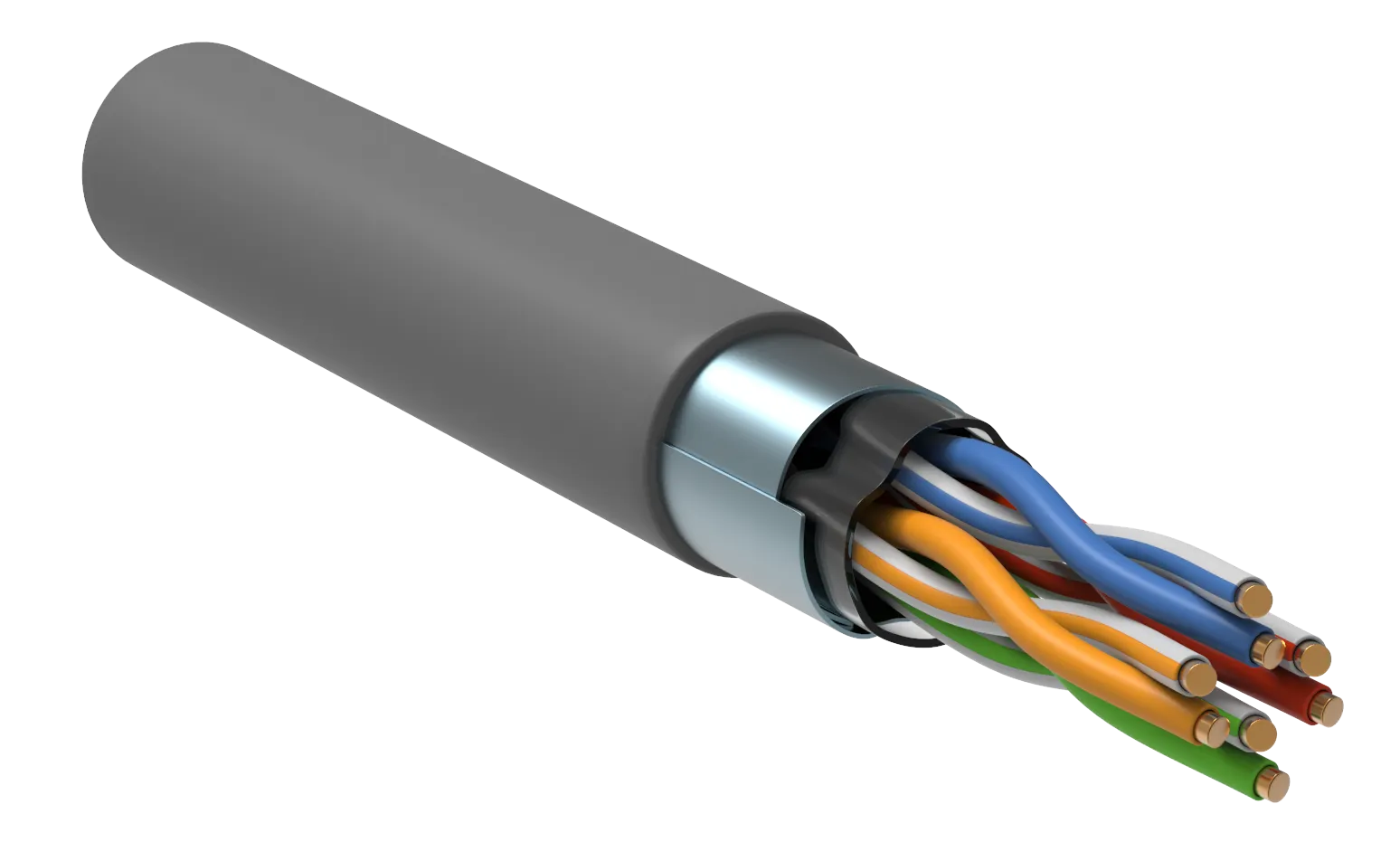 ITK Витая пара F/UTP кат.5E 4х2х24AWG solid LSZH нг(А)-HF серый (305м)