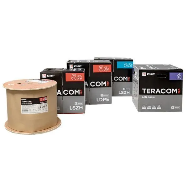 Витая пара TERACOM PRO Cat.5E U/UTP 4 п. solid внеш. 24AWG LDPE черн. (305м) - Фото 6