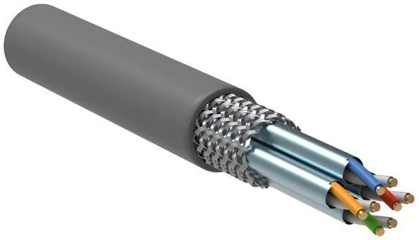 ITK Витая пара S/FTP кат.6A 4х2х23AWG solid LSZH нг(А)-HF серый (305м)
