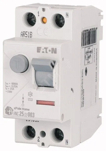 УЗО HNC-25/2/003, 2P, 25A, 6kA, 30mA, тип АC, 2M Eaton