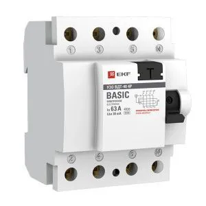 УЗО 4P 63А 30мА тип АС эл. Basic