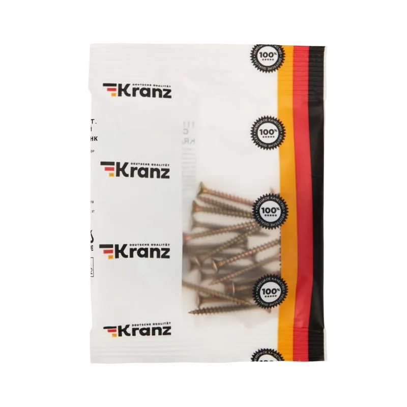 Саморез универсальный KRANZ 3.5х35, желтый цинк, пакет (25шт.) - Фото 3