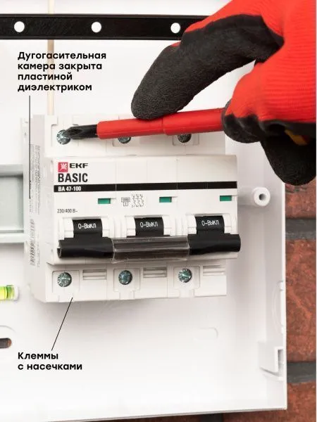 Авт. выкл. 3P 16А (C) 10kA ВА 47-100 EKF Basic - Фото 4