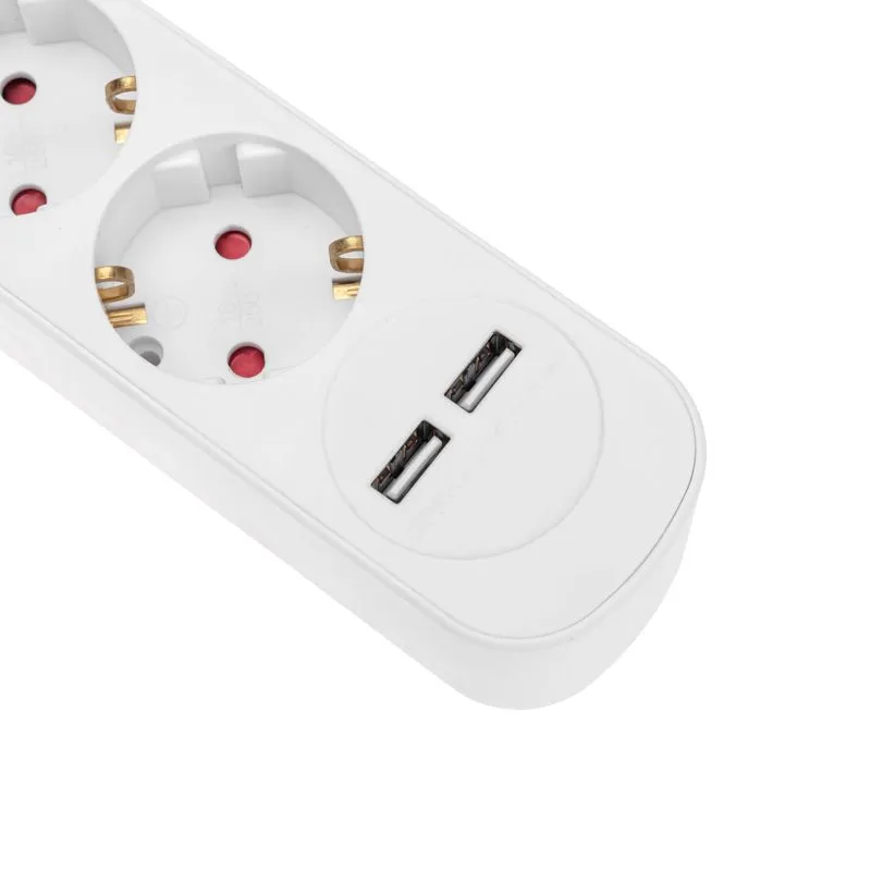 Удлинитель STANDARD 5 гнезд, 5м, 3х1,0мм², с/з, с выключателем, 2 USB, белый REXANT - Фото 3