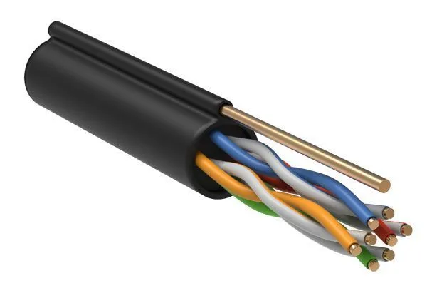Витая пара U/UTP 5E 24AWG 4PR LDPE 1м трос черный 305м РФ GENERICA