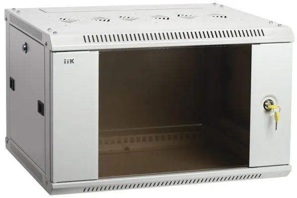 ITK Шкаф настенный LINEA W 18U 600х450мм дверь стекло RAL 7035