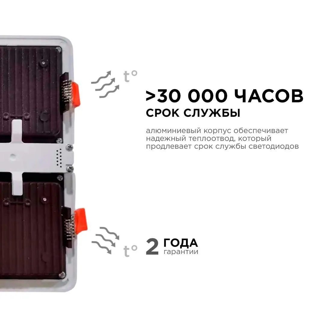Светодиодный светильник встраиваемый, Грильято, 36Вт, 3600Лм, 6500К, 240х240х27мм. - Фото 9