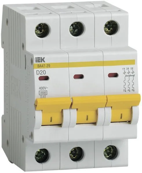 KARAT Автоматический выключатель ВА47-29 3P D 20А 4,5кА IEK