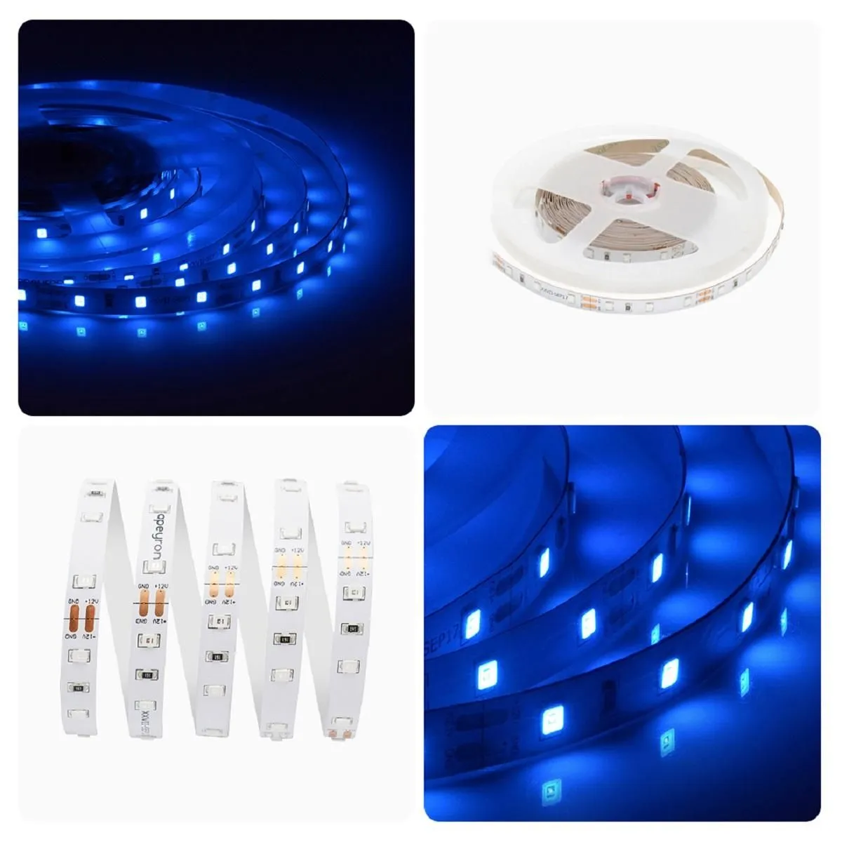 Лента светодиодная СТ smd3528 60д/м 12В IP20 5м синий Apeyron - Фото 3