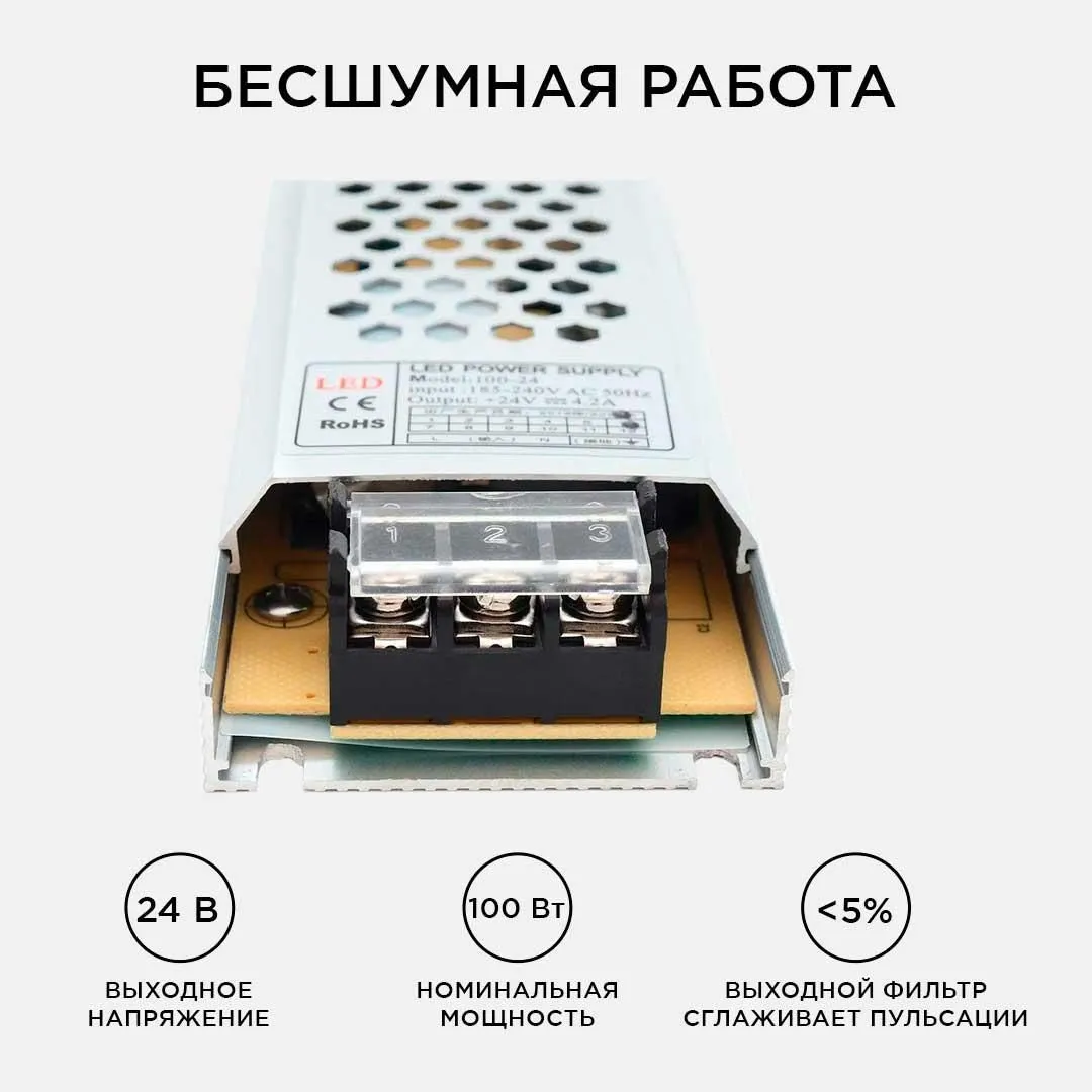 Блок питания 24 В, 100 Вт, IP20, 4,16А - Фото 6