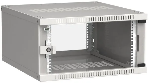 ITK Шкаф настенный LINEA WE 6U 600х650мм дверь стекло серый